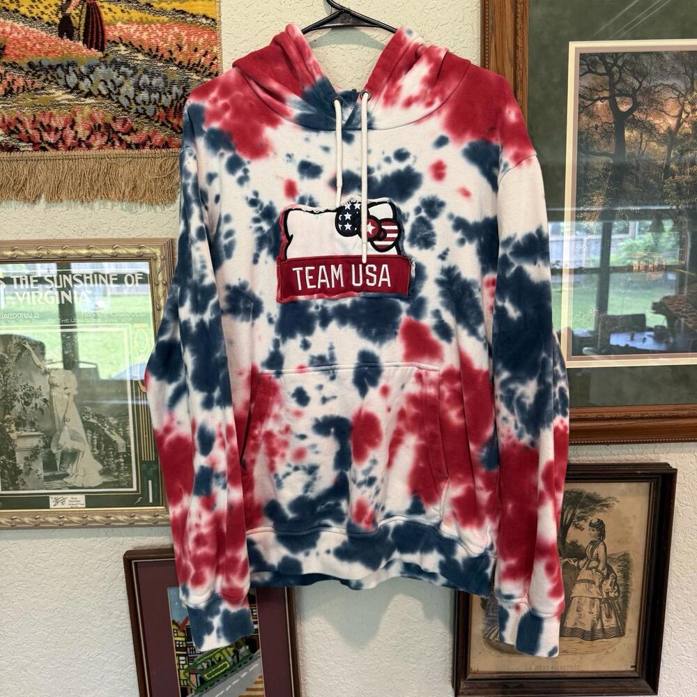 NWOT Hello Kitty x Team‎ USA Tie Dye Hoodie Size Medium